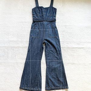ETT:TWA BY ANTHROPOLOGIE DENIM JUMPSUIT SIZE 6 Trendy Date Night Party